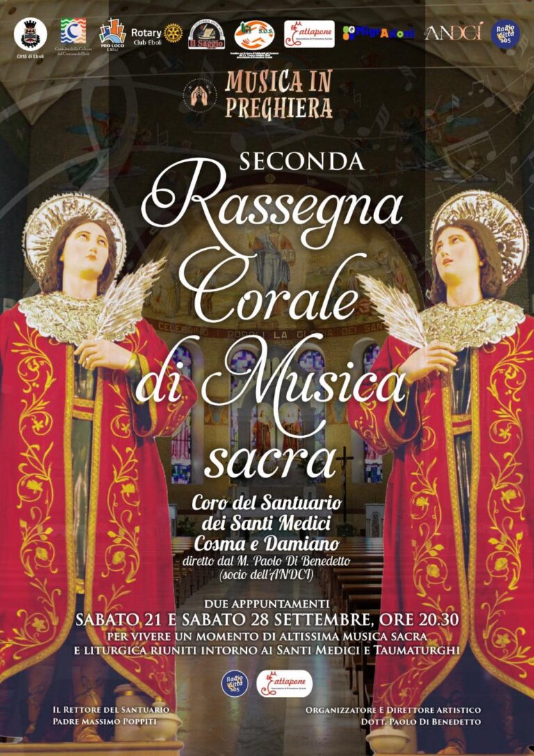 Al Santuario dei Santi Cosma e Damiano di Eboli la Seconda Rassegna Corale di Musica Sacra, 21 e 28 settembre