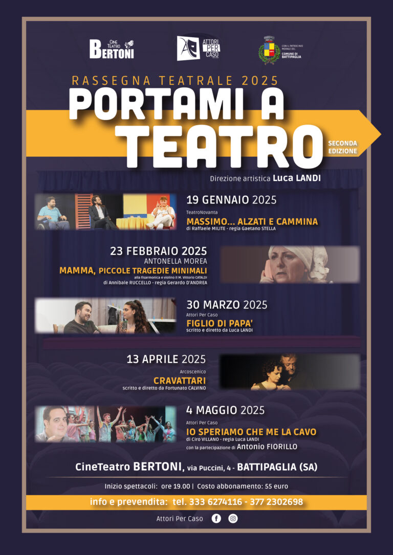 Portami a Teatro: a Battipaglia la II edizione della rassegna firmata Attori per Caso